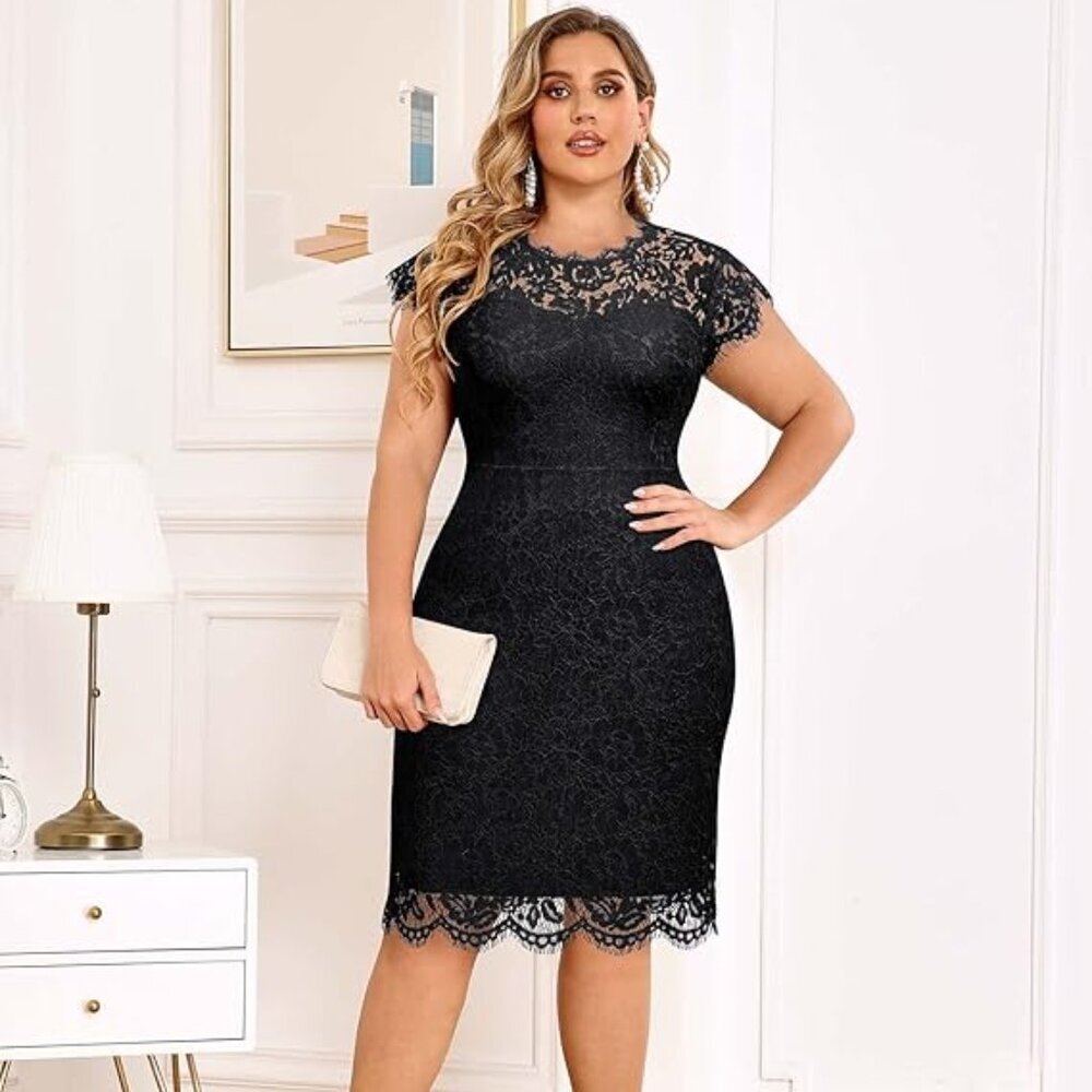 Miusol Black Lace Midi Dress Women’s Small Off Shoulder Cocktail Party Wedding